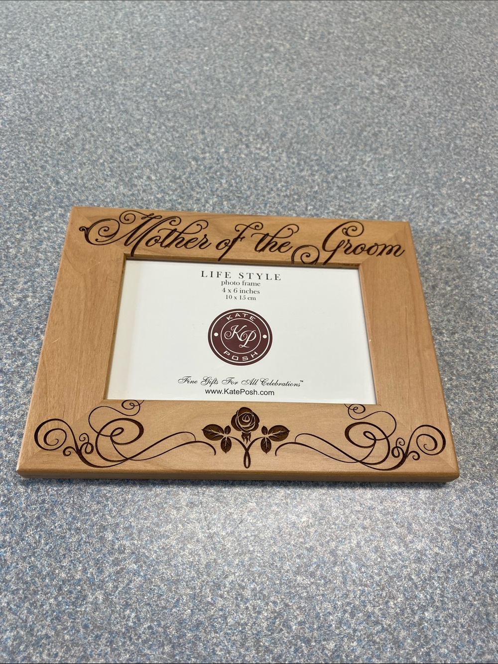 'Mother of the Groom' Wood Frame 4x6 by KATE POSH scroll work